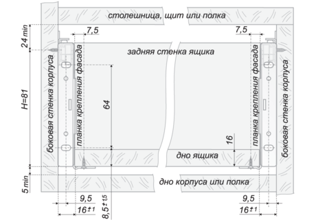 Метабокс H=86мм, L=500мм, белый, MB08601W/500 ВЫВОД