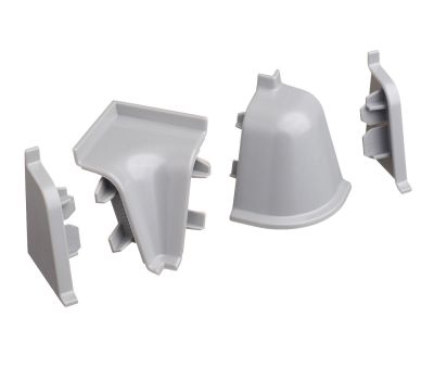 Комплект заглушек к плинтусу 118 серый (Бриллиант белый, алюминий)