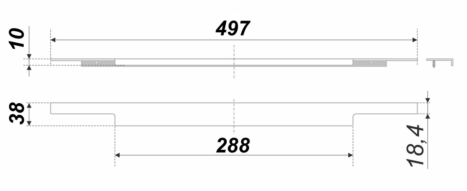 Ручка ВРЕЗНАЯ торцевая RT009SC.1/000/500 (20)  ВЫВОД!