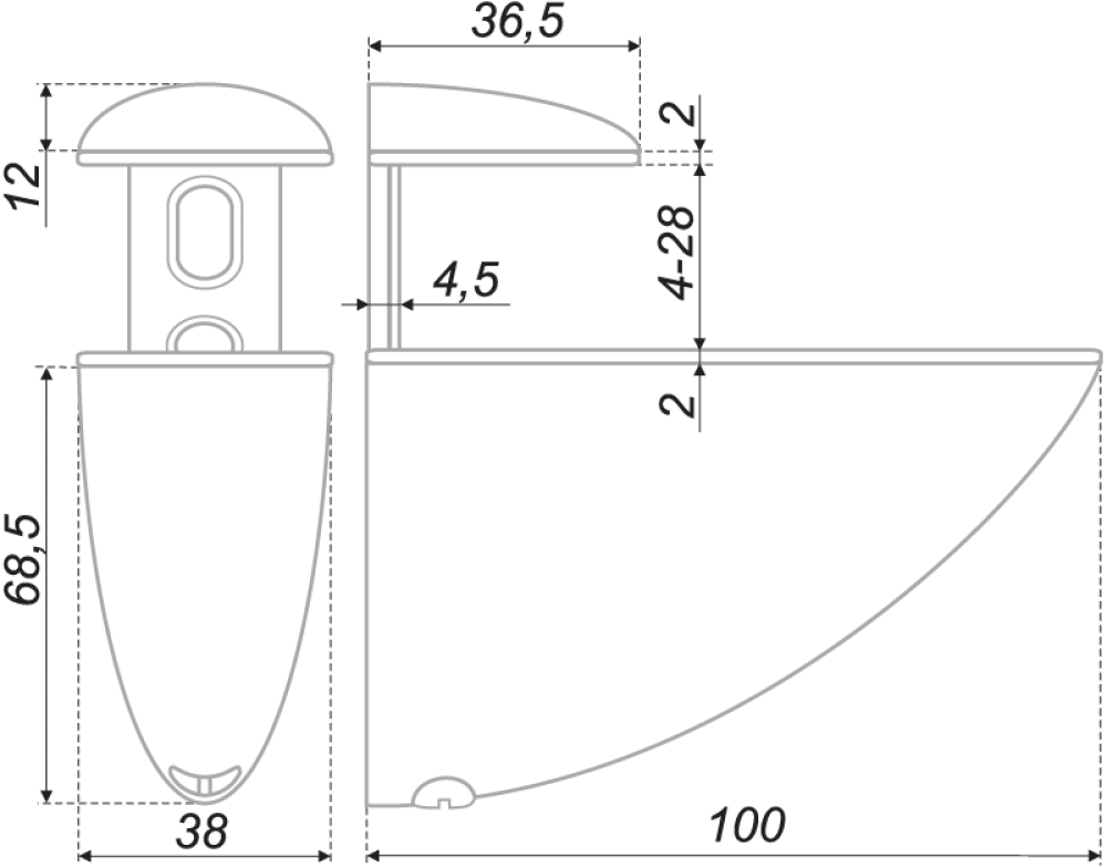 Полкодержатель "Тукан", Мат.Хром, L=100мм (ан.P511SC.2)