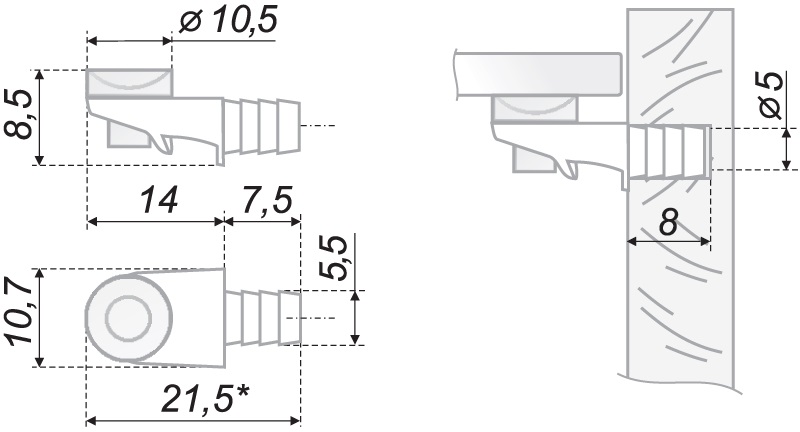 полкодержатель P001NP.57 (1000) д/стекла