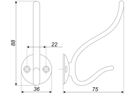 крючок К208CP (0840) хром (25/250)