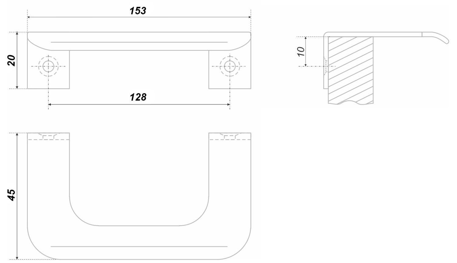 Ручка мебельная торцевая RT006CP.1/128 (50)/ ПОД ЗАКАЗ