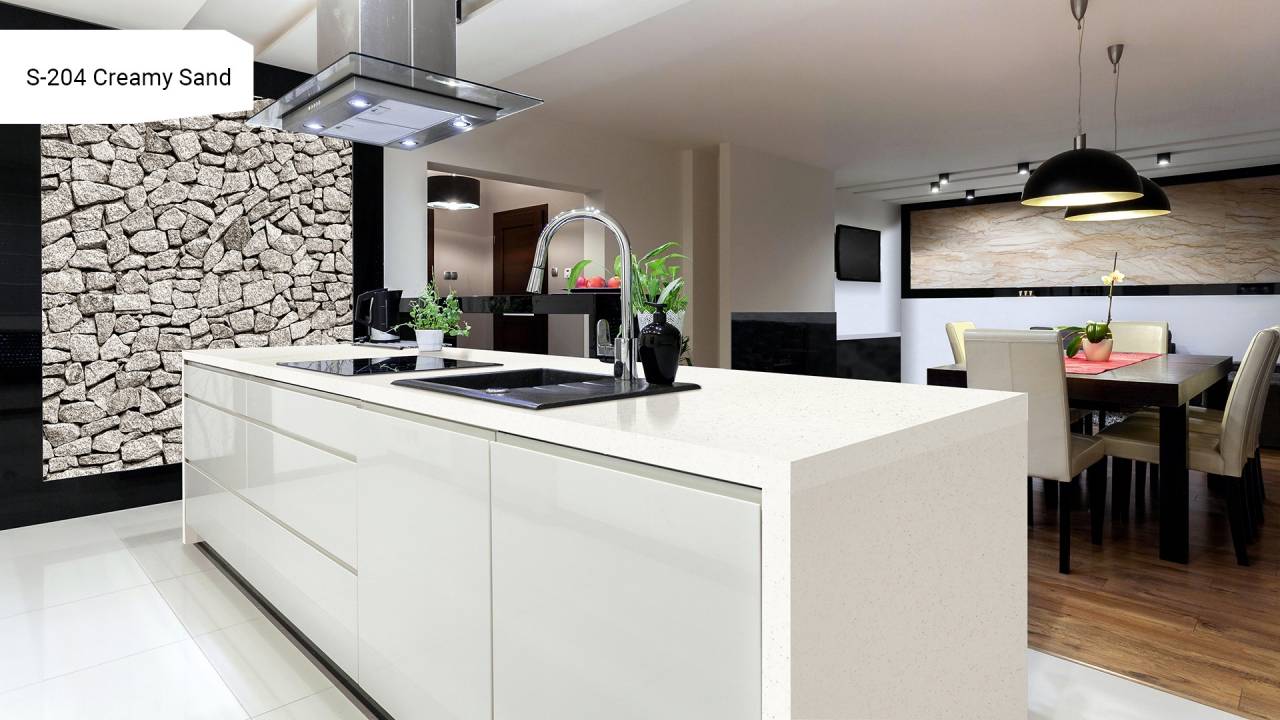 Акриловый камень S-204 Creamy Sand, 12мм, 3680х760