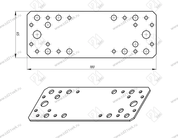 пластина крепёжная 180*65*2.0 цинк (50)