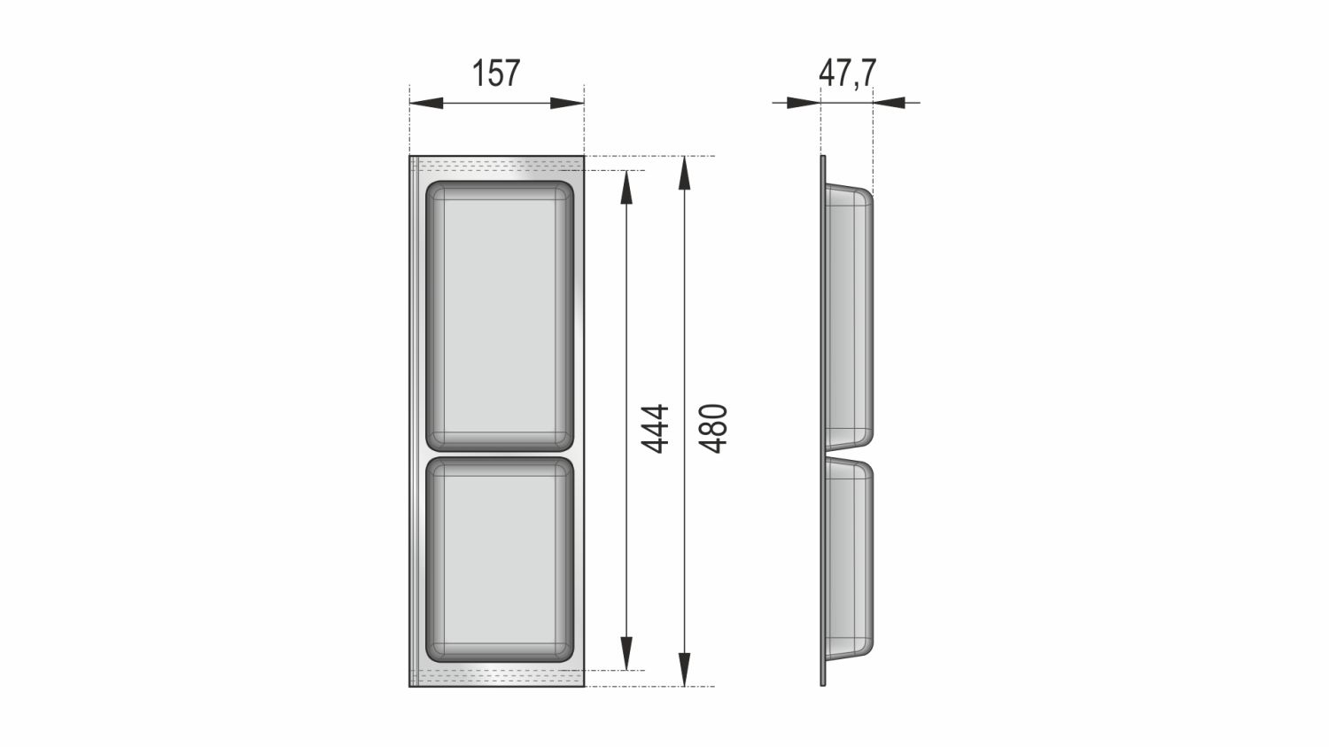 Поддон пластиковый PC13/W/157x480 (5)