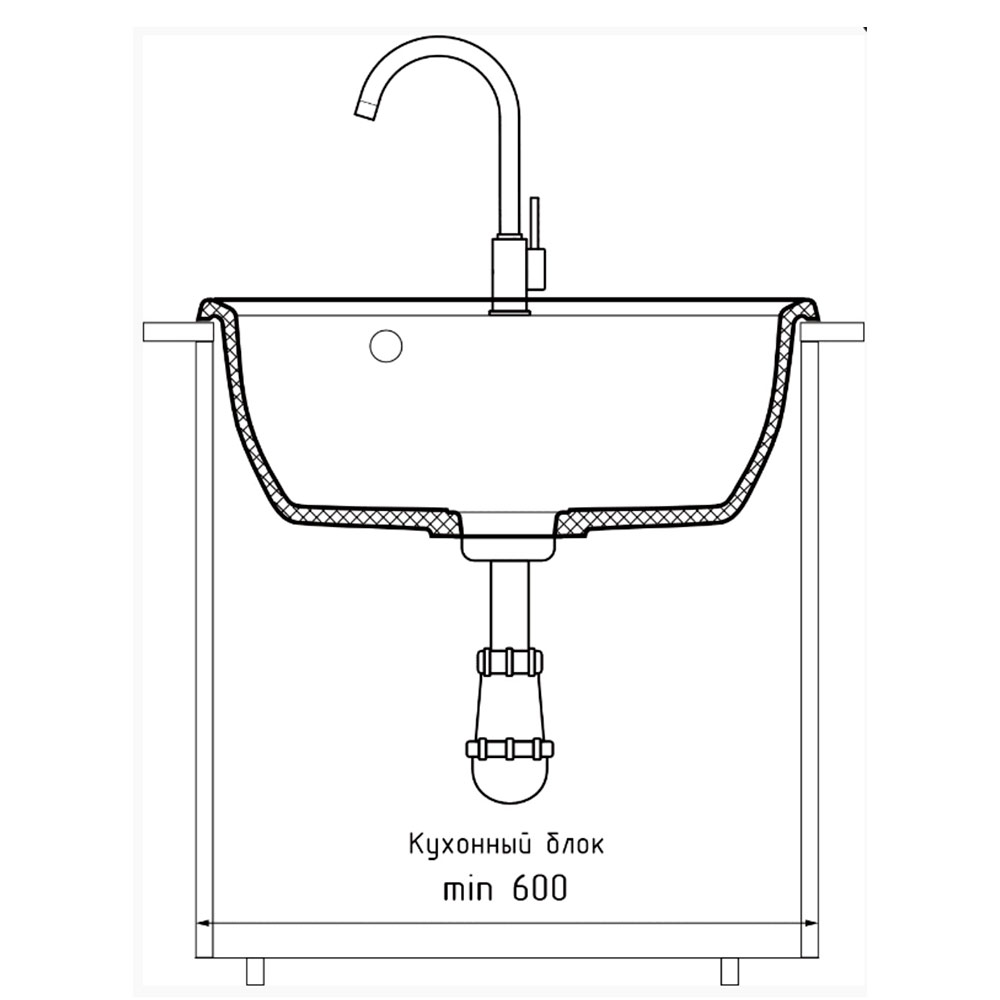 Мойка GranFest мрамор VERTEX GF-V-580 (580х500мм) Иней