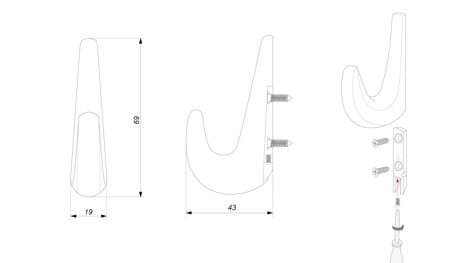крючок K103SC.9 NILL сатиновый хром (50) ПОД ЗАКАЗ 