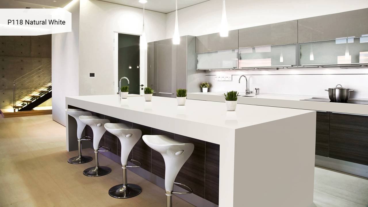 Акриловый камень P-118 Natural Whitey, 12мм, 3680х760