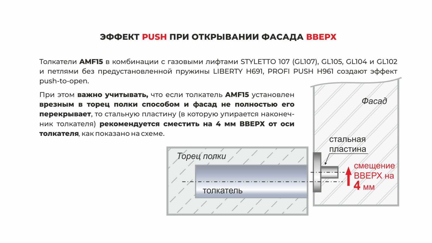 Магнитный толкатель ПУШ скрытого монтажа AMF15/GRPH графит