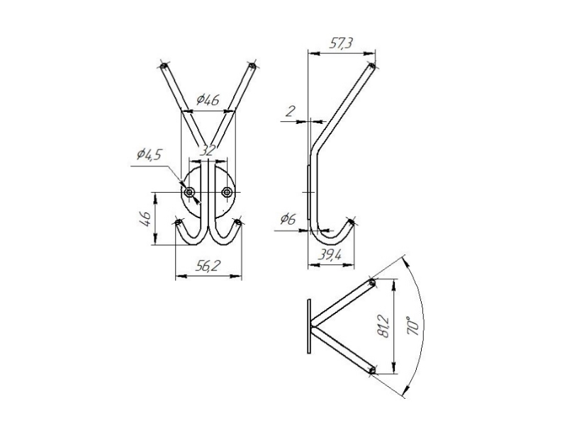 LOFT Крючок двойной в сборе белый