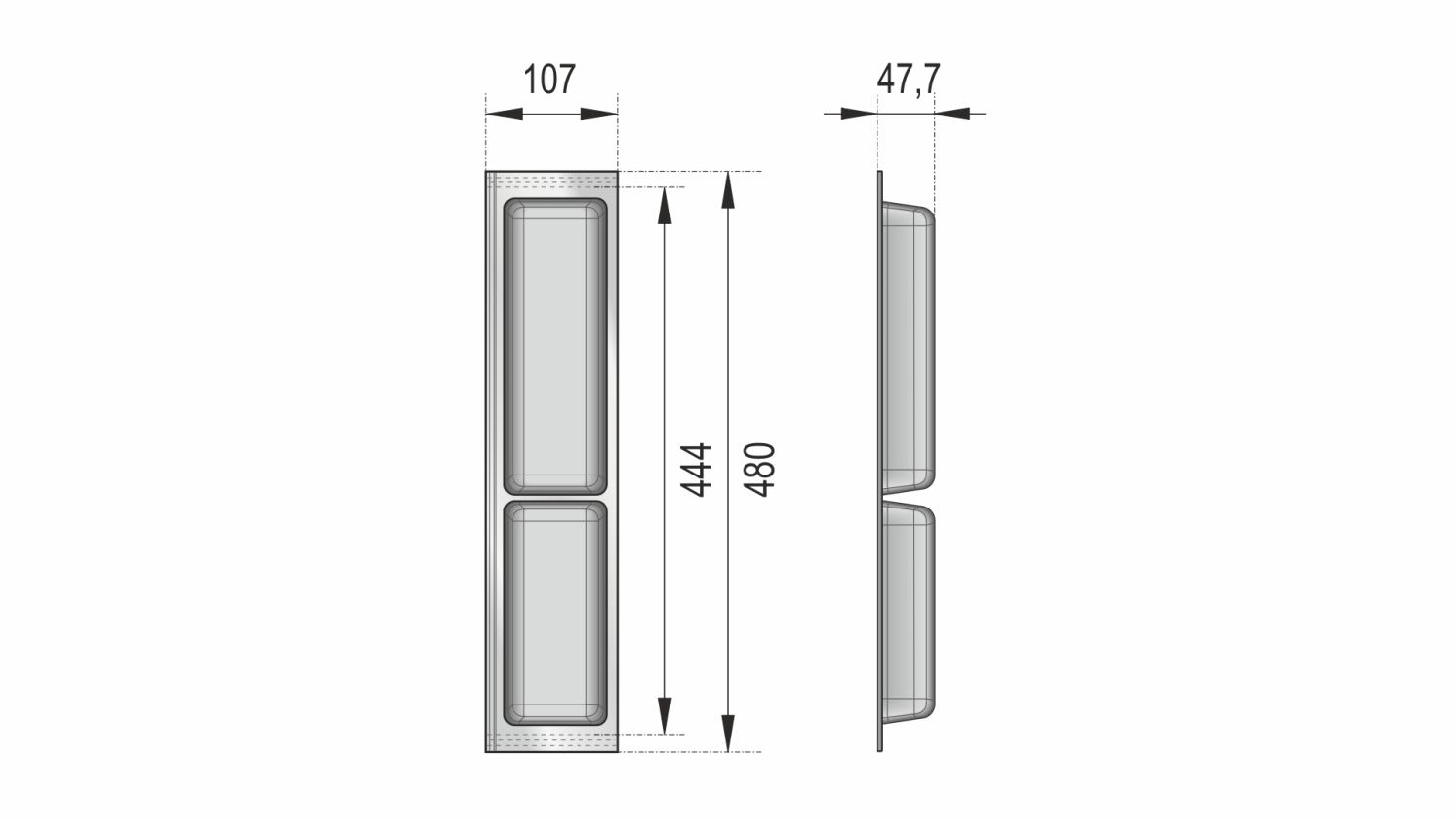 Поддон пластиковый PC11/GRPH/107x480 (5)