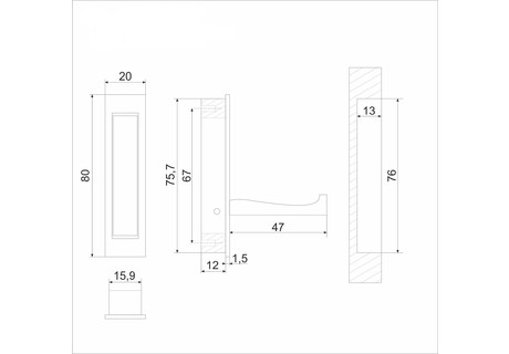 крючок K100CP.12 хром (40) врезной ПОД ЗАКАЗ