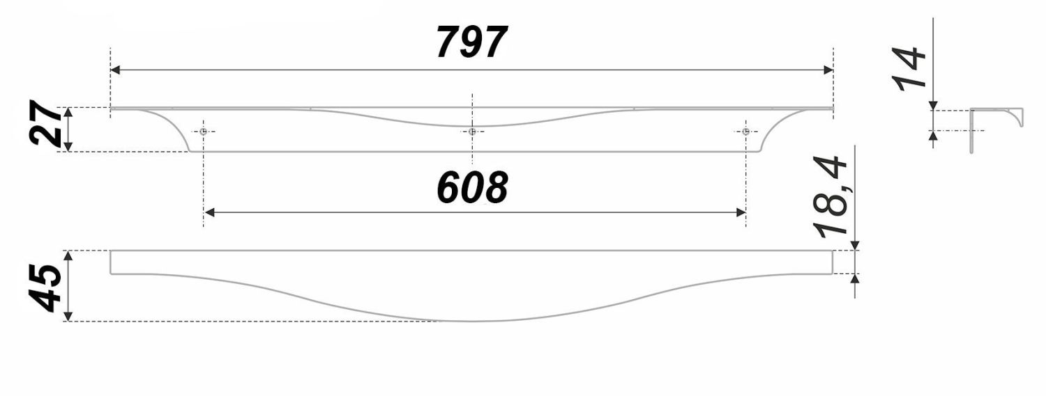 Ручка  торцевая RT008SC.1/608/800 (20) ВЫВОД!