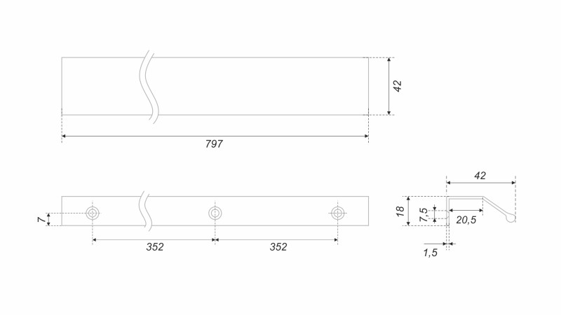 Ручка мебельная торцевая RT112BSG.1/704/800 (25)