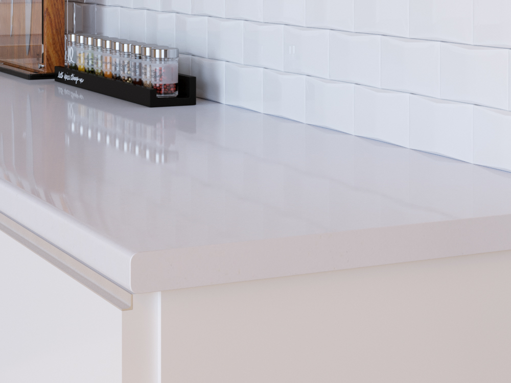 Столешница Кедр, Белый ГЛЯНЕЦ 111/S, (1U, 3050х600х38, R9) 5 категория