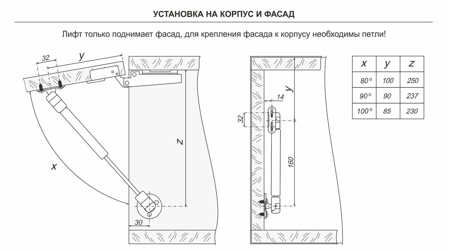 Механизм поднятия, газовый лифт серый GL105GR/80/1
