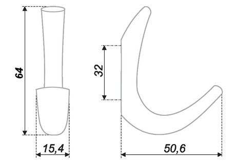 крючок К206SC (0660) сатин хром (25/250) ПОД ЗАКАЗ 