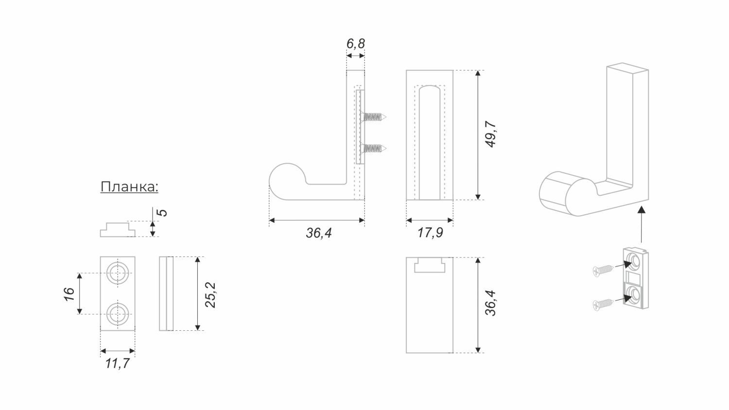 крючок K109GR.14 LUNO серый (60)