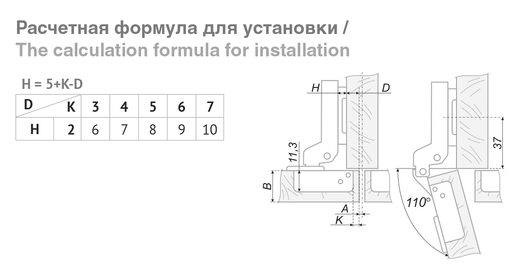 Петля мебельная H690B02 с обратной пружиной полу вкладная ВЫВОД