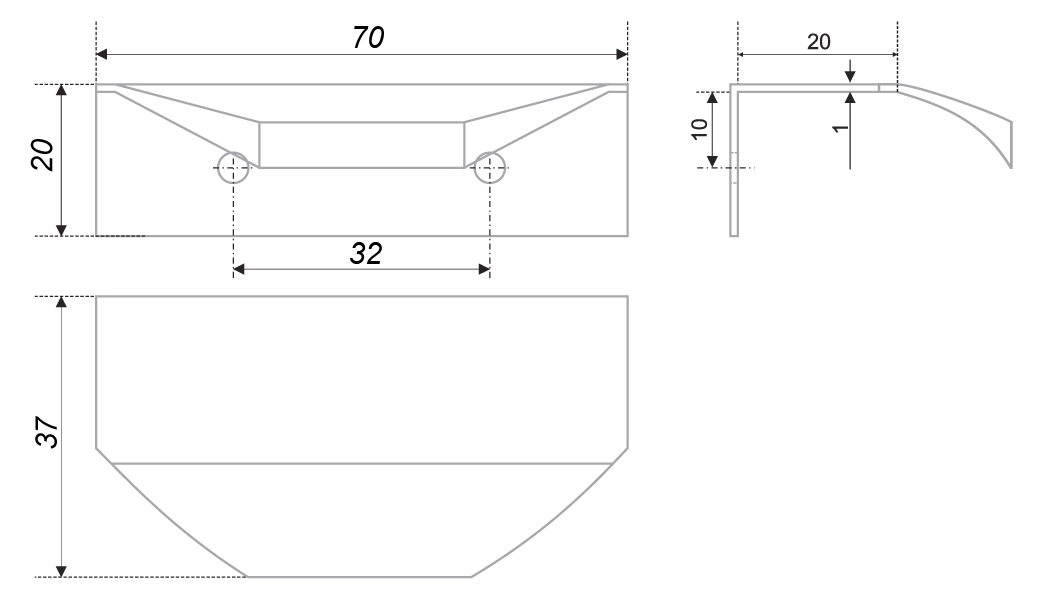 Ручка мебельная торцевая RT004CP.1/32 (25)/ПОД ЗАКАЗ