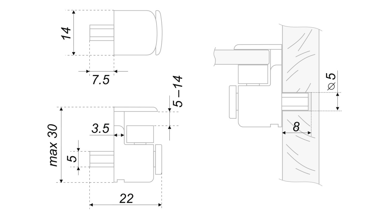 Полкодержатель P520Ni.0 (1000) д/стекла с фиксацией регулируемый, никель